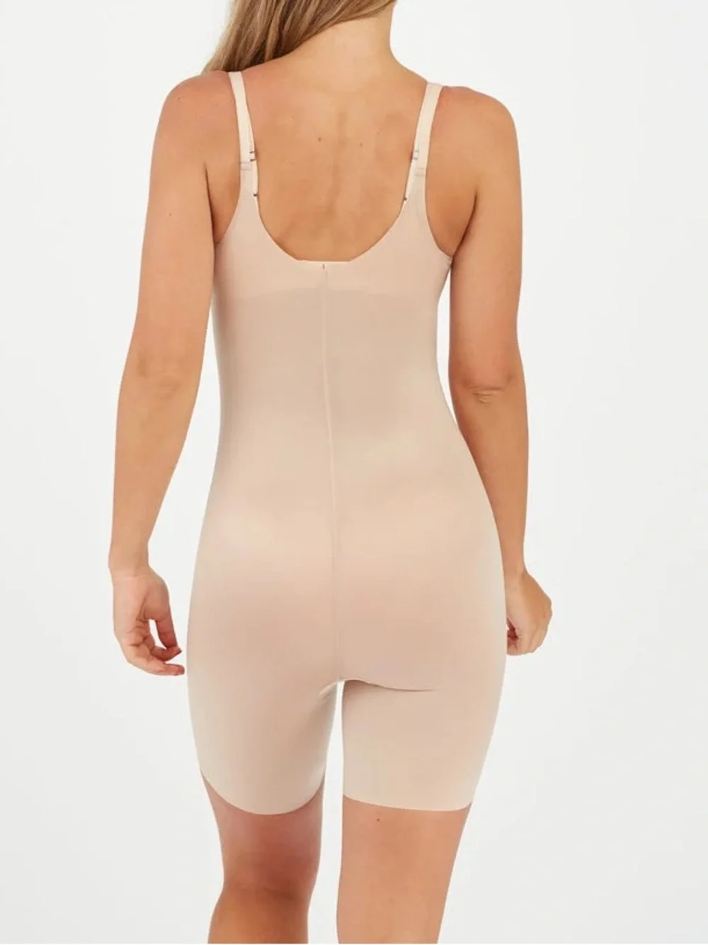 NWT Spanx Thinstincts 2.0 Openbust Mid Thigh Bodysuit Beige Plus Size 3X